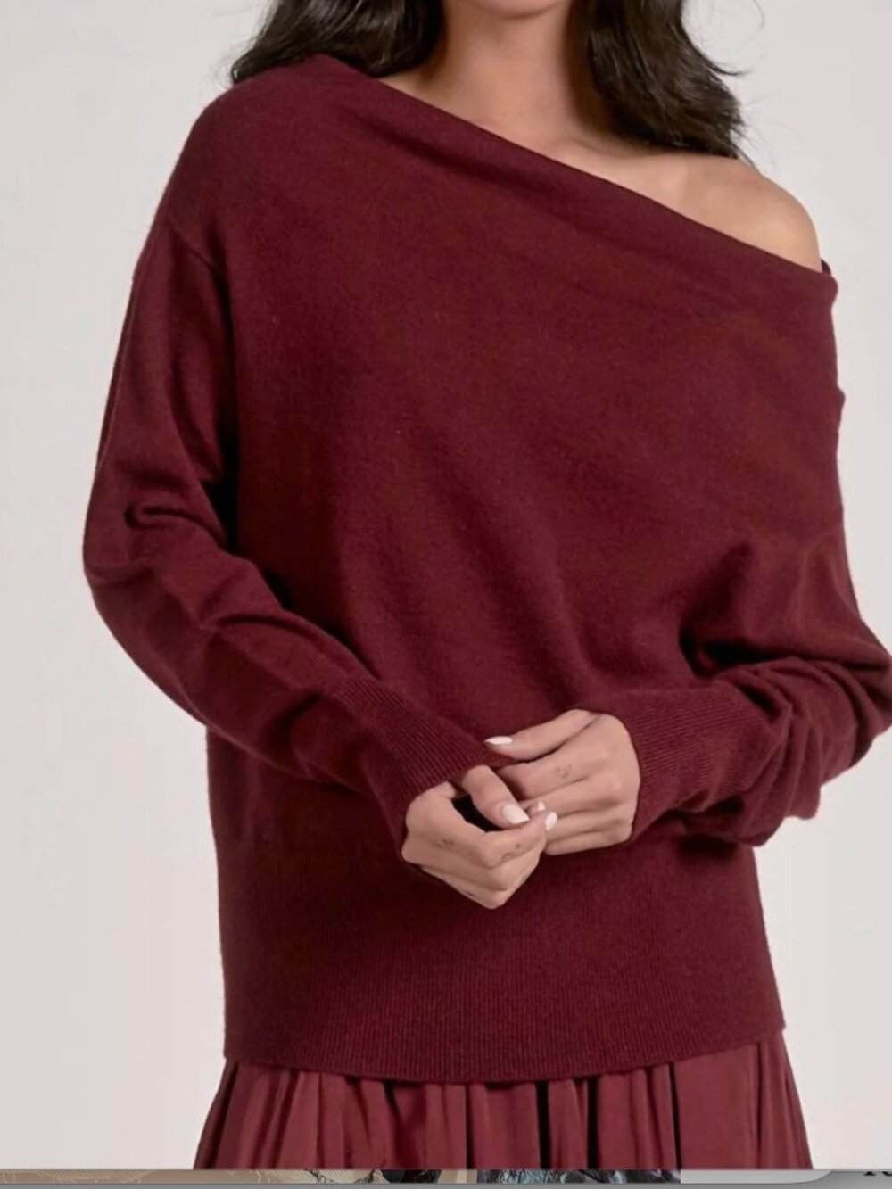 Elan Off the Shoulder Sweater - Maroon - L - NWT